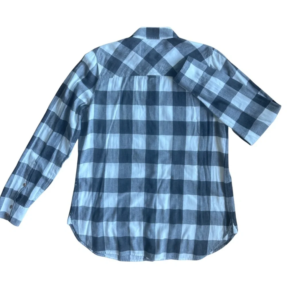 J. Crew Black White Plaid Button Shirt 6 medium flannel boy fit cotton stretch